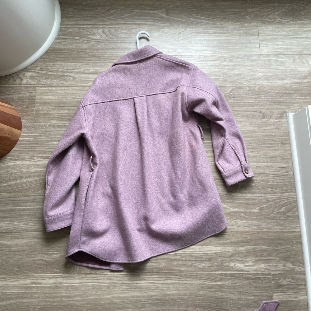 Zara Women’s Purple Lilac Mauve Shacket With Pockets And Belt Sz S - Picture 10 of 11